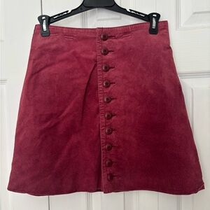 Vintage Express Burgundy Button-Front A-Line Skirt